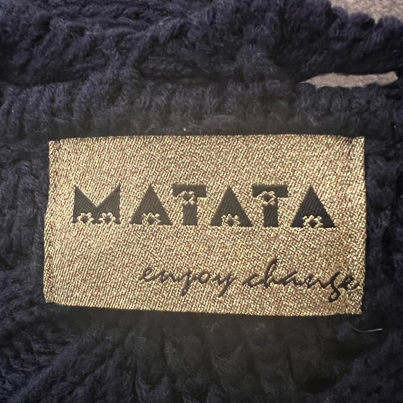 Matata Enjoy Change Navy Blue Crochet Knitted Long Open Cardigan Fits S-M - Picture 5 of 10